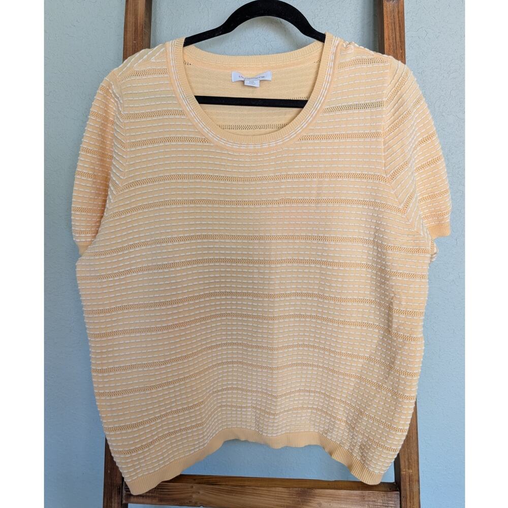 Liz Claiborne Butter Yellow Pointelle Knit Sweater Top Coastal Preppy XXL